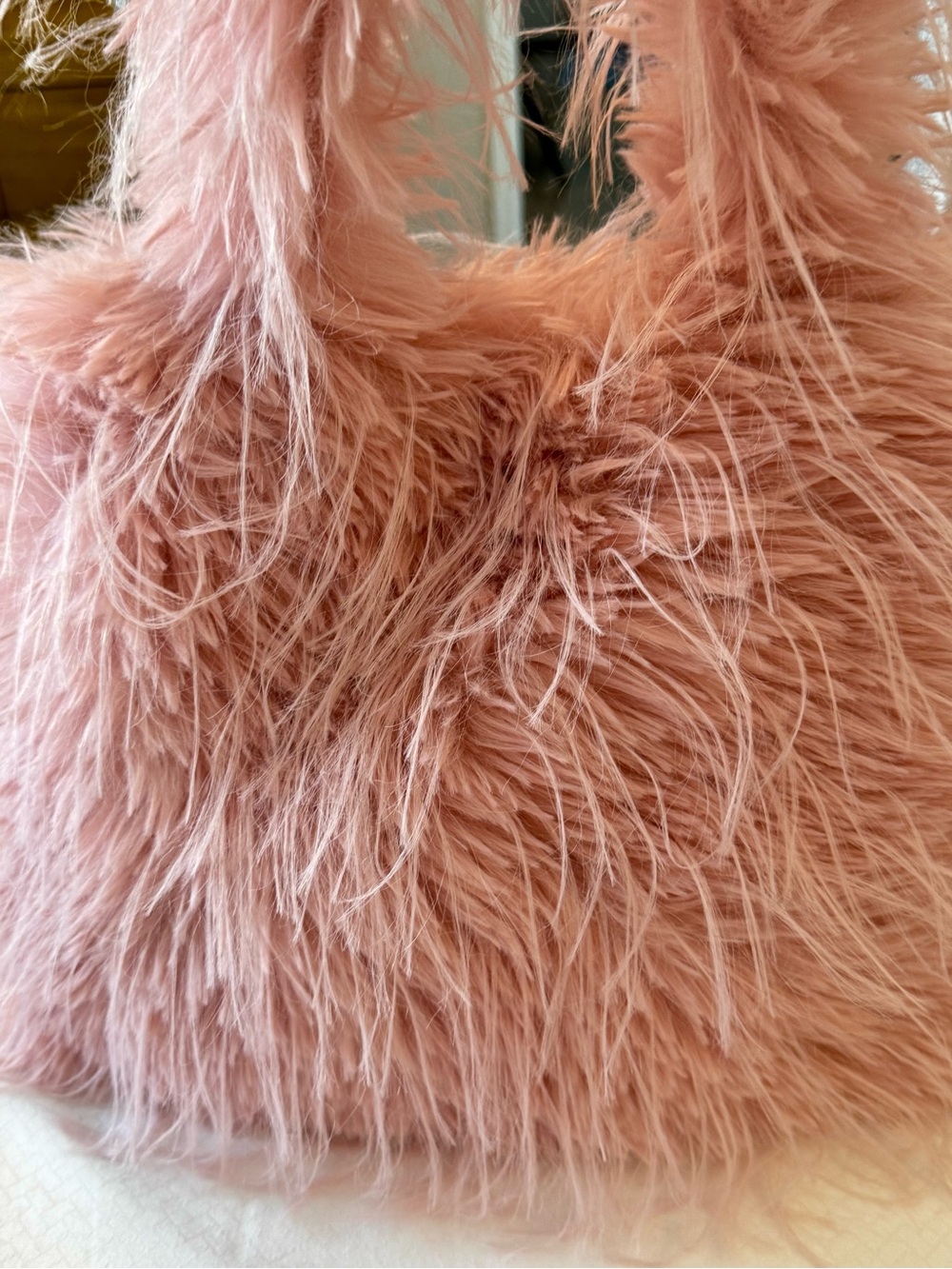 Faux Fur Pink Shoulder Bag